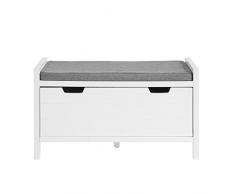 SoBuy Mobile scarpiera Panca Ingresso cassapanca Contenitore Moderna L91*P30*A50 cm Carico Massimo: 120 kg (Bianco, FSR97-W)