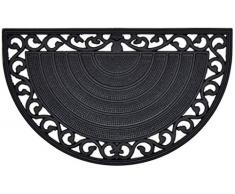 Casa Service Zerbino Iron Mezzaluna Gomma 45x75 cm per Ingresso da Esterno Stile Ferro battuto Decorato Resistente Lavabile Antiscivolo di qualità drenante