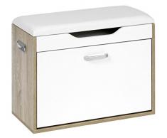 ts-ideen Scarpiera Panca Imbottita Corridoio Vestibolo Armadio per Le Scarpe Legno di Quercia Bianco Mobile per Le Scarpe
