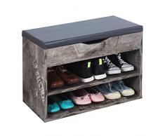 RICOO WM032-CF-A Scarpiera da ingresso 60x42x30cm Panca portascarpe Armadio salvaspazio Armadietto scaffale con sedile Guardaroba Legno grigio