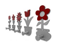 Appendiabiti da Parete Design Spring Flowers colore Bianco