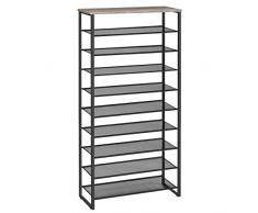 HOOBRO Scarpiera a 10 Livelli Grande, Scaffale Portascarpe, Fino a 32-40 Paia di Scarpe, Scaffale Scarpiera, Struttura in Metallo, 75 x 28,5 x 159 cm, per Ingresso, Soggiorno, Corridoio EBG107XJ01
