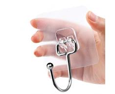 16 Pezzi Ganci Adesivi Cucina Trasparenti,Ganci Trasparenti Adesivi,gancio appendiabiti,Ganci in plastica, impermeabile, rimovibile - Adatto Utilizzato in Cucina,Bagno (44 lb/ 20 kg Max )