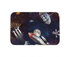 Antisporcotappetino Universo Space Rocket Interstellar UFO Alien Zerbino di Benvenuto Simpatico Tappeto Asciugapassi Lavabile Zerbino Ingresso Esterno per Giardino Balcone Terrazzo 40X60Cm