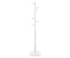 VASAGLE Appendiabiti da Terra, Attaccapanni in Legno con 7 Ganci Smussati, Stand Appendiabiti per Cappotti Cappelli Borse, per Ingresso Corridoio Soggiorno, Bianco RCR07WT