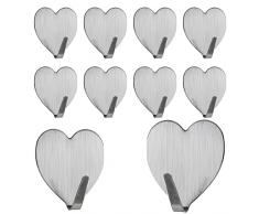 SLFYEE 10pcs Ganci Adesivo Bagno Cucina Ganci in Acciaio Inox Portasciugamani Gancio Appendiabiti per Cucina Gancio Autoadesivo per Parete Muro