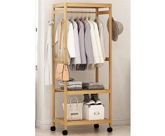 ZYY-Home curtain Rotolo Armadio, Appendiabiti dai Vestiti di bambù Rack, per Scarpe, Cappelli E Sciarpe, in Ingresso, Soggiorno, Camera per Gli Ospiti,A,59×35×165cm