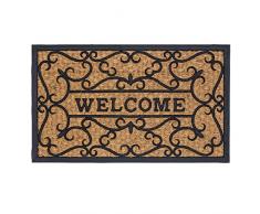 ASTRA zerbino antiscivolo da esterno - zerbino da ingresso in gomma e fibre di cocco - tappetino antisporco 45x75 cm Rilievo Welcome