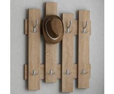 Shally Dogan Appendiabiti a Parete in Legno Design Moderno, Attaccapanni da Muro Forma Geometrica, Stabile e Robusto per Ingresso Casa, Ufficio, Dimensioni 64 x 4 x 79H cm (Quercia)