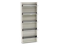 MeMi Me1248SP Scarpiera a Ribalta, Legno, Laccato Bianco/Specchio, 18x75x183 cm, 247050
