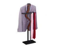 Relaxdays Servo da Uomo Servomuto, per Abiti & Pantaloni, Mix Metallo & Legno, Camera, Omino Attaccapanni, 106,5x45,5x20, Marrone/Nero, Lega di Acciaio, 1 pz