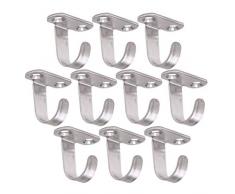 Vosarea 10pcs Ganci per Armadio in Acciaio Inossidabile Gancio per soffitto Semplice Gancio Singolo per la casa del Guardaroba dellhotel
