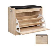 Homfa Scarpiera Legno Mobile Porta Scarpe Scaffale Bianco Mensola Organizzatore per Casa, Ingresso (Marrone 1)