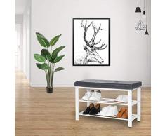 WOLTU SR0082 Scarpiera da Ingresso Panche con Cuscino Pouf Morbido Sgabello Cassapanca Poggiapiedi Porta Scarpe