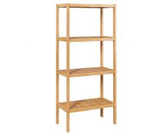 Scaffale da Bagno e da Cucina in Bambù Scaffalatura Portaoggetti a 4 Ripiani, Scaffalatura Fioriera Porta Piante, Espositore Mensole per Soggiorno Corridoio Studio Ufficio 115x52,7x26cm