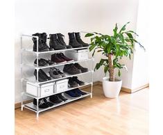 Relaxdays Scarpiera XL, Metallo, Fino a 25 Paia di Scarpe, 90.5 X 87 X 29.5 cm, Bianco, 25 pairs