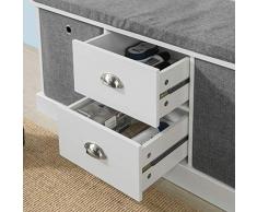 SoBuy Panca scarpiera Cassapanca da Interno Mobile Bagno con 2 cassetti e 2 cesti Bianco L96*P33*A50cm FSR66-HG