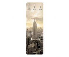 Bilderwelten Appendiabiti - Alba a Manhattan - Appendiabiti design, attaccapanni, appendiabiti da parete, attaccapanni a muro, pannello appendiabiti in legno, appendiabiti da muro, appendiabiti moderni, Dimensione: 139cm x 46cm