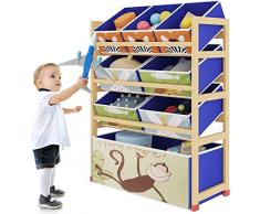 Dripex Scaffale per Giocattoli, Scaffale Portagiochi per Bambini con 8 Scatole, Organizzatore Giochi per Cameretta, Stanza dei Giochi, Scuola, 64 x 28 x 81cm