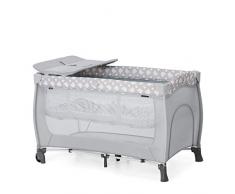 Hauck Culla da Campeggio Sleep N Play Center - Lettino Neonato fino 15kg - Letto pieghevole 120x60cm - Letto Bambini con 2 Piani Regolabili, Fasciatoio e Ruote - Grigio, Orsi