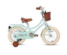STITCH Bicicletta per Bambini da 18 pollici dai 6, 7, 8 e 9 Anni, Verde Chiaro, con Cestino Anteriore e Rotelle, Bici per Bambine e Bambini…