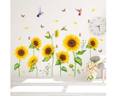 DECOWALL DSL-8062 Girasoli con Farfalle Adesivi Murali Decalcomania Peel and Stick Rimovibili per Bambini Nursery Camera da Letto Soggiorno Fly Flower Floral Pink Color Decor