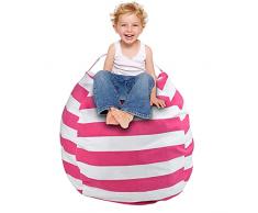 EKKONG Pouf Bambini, Poltrona Pouf a Sacco,Pouf a Sacco, Pouf a Sacco Grande, Pouf per Bambini, Ampio Spazio di Archiviazione, 23 Pollici,Adatto per Camera da letto, Stanza, Molto portatile (Rosa)