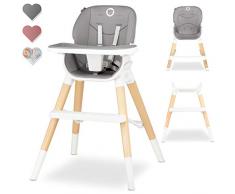 LIONELO Mona seggiolone pappa 4 in 1 per bambino, regolabile, vassoio rimovibile, gambe antiscivolo, da 6 a 36 mesi, cinture di sicurezza, capacità di carico fino a 15 kg / 25 kg / 75 kg (Grey)