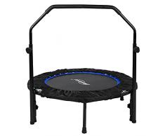 Physionics® Mini Trampolino - Pieghevole, con Corrimano Regolabile in Altezza, Diametro Ø 101 cm, Piedini Antiscivolo, da Interno e Esterno - Tappeto Elastico, da Fitness, Aerobica, per Saltare