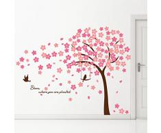 Walplus-Adesivi da parete, autoadesivi, rimovibile, a doppio lato, motivo: fiori di ciliegio, in vinile, arte murale, decorazione per soggiorno, camera da letto, Home Décor-Carta da parati, Stanza dei bambini, 310 x 180 cm,