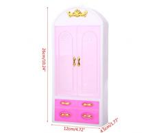 Runrain, Armadio da principessa per casa delle bambole, accessori per camera da letto delle bambole
