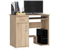 ADGO Jay - Scrivania 90 x 74 x 50 cm, 1 cassetto e 1 armadio, ripiano estraibile per tastiera per lavoro, ufficio, studio, cameretta dei bambini, per studiare, per studenti (rovere Sonoma)