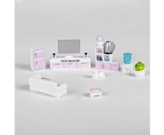 Decorazione Della Casa Delle Bambole, 6 Pezzi Mobili Miniatura Casa Bambole, Set Di Mobili per Casa Delle Bambole Scala 1/12- Soggiorno, Televisore, Mobile Tv, Lampada Da Tavolo, Divano, Tavolo
