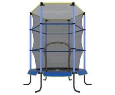 Ultrasport Trampolino indoor bambini Jumper 140cm, trampolino fitness e divertirsi bambini 3 anni in su, si può utilizzare in sicurezza come trampolino camera con rivestimento dei bordi e rete, Blu