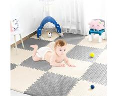 Tappeto Puzzle 20pcs, BelonLink Tappetino Puzzle per il gioco dei bambini, 30*30*1cm, tappeto bambini puzzle, Facile da Pulire, Per Neonati e Bambini Ottima idea regalo per neo genitori, Grigio+Bianco