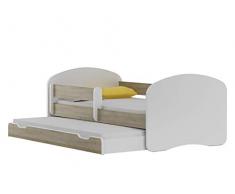 BDW - Letto per bambini con 2 reti e 2 materassi, 200 x 90 cm, colore bianco, per ragazze e ragazzi