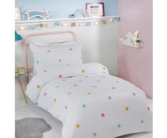 Sleepdown Set Copripiumino Trapuntato con Stelle 3D Bianche Multicolore per Bambini e Ragazze, Morbido e Facile da Pulire, con federe abbinate, per Letto Matrimoniale (200 x 200 cm)