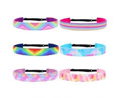 DOYUKY 6 Pezzi Fascia per Capelli per Ragazza, Elastiche Tie Dye Fasce Capelli, Non-Scivolo Colorate Sport Fasce Capelli, per Adolescenti Bambini Festa Yoga Accessori per Capelli