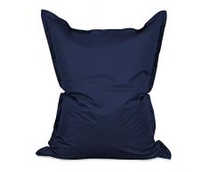 Lumaland Poltrona Sacco Pouf | Bean Bag grande XXL per interni & esterni | 140x180cm idrorepellente | Con rivestimento lavabile | Incl. borsa interna ricaricabile con perle EPS da 380l [Blu scuro]