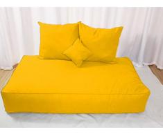 XJJY Poltrona a Sacco da Interno Cuscino Pavimento Lounge Sedia Sgabello Relax Pouf Cuscini da Pavimento Grandi Cuscino da Lettura Pouffe Salotto Senza Imbottitura,Giallo