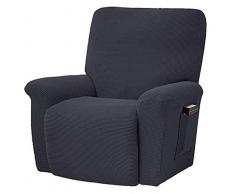 HKPLDE 4-Pezzi Stretch Copripoltrona Protezione per Mobili Copertura Poltrona con Elastic Bottom Kids, Piccoli Quadretti in Tessuto Jacquard Spandex-Grigio Antracite