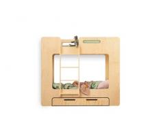 SMARTWOOD Letto a castello per bambini MIMI DL con cassetto 80x160 con telaio e ringhiera - letto a castello in legno - Letto montessori bambini con rete a doghe e ringhiera - legno naturale 80x160