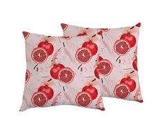 Set di 2 Federe Cuscini Divano,Copricuscini Divano con semi di melograno rosso 40x40 federe in poliestere,stampa fronte-retro soffice e morbida con cerniera invisibile per bambini,adulti,camera da let