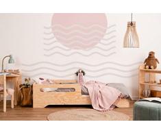 SMARTWOOD Letto bambini 80 x 160 TILA 3 - letto montessori bambini con ringhiera - diverse opzioni di aspetto - lettino bambino singolo 160x80 - legno naturale