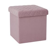 Bonlife Rosa Cassapanca Contenitore Bambini Pouf Piccolo,Puff Contenitori Velluto Cassa Giocattolo,Baule Pieghevole Mobili Salvaspazio 32x32x32cm