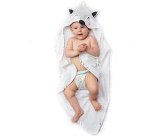 Sweety Fox Asciugamano Neonati - 100% Spugna di Cotone Bio, Certificato OEKO TEX - Accappatoio neonato 70x70 cm, 0-12 Mesi - Grigio