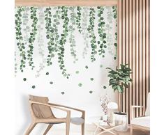 2 Adesivi Murali Foglia di Eucalipto, Adesivi Murali Piante Tropical, Decalcomanie da Muro di Piante Verdi, Adesivo Murale Foglia Verde, Acquerello Wall Decor Wall Sticker per la Decorazione Domestica