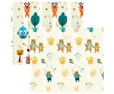WOWBABY - Tappeto Gioco Bambini Pieghevole, Tappeto Neonato Gattonamento, Grande 200x180cm, Tappetone Sicuro, Antiurto, Antiscivolo, Protegge dal pavimento Freddo, Impermeabile (Orsacchiotti Allegri)