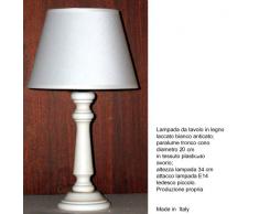 Idea casa: Lampada da tavolo PRODUZIONE PROPRIA (made in Italy) base in Legno laccato Paralume INCLUSO. Altezza 34cm
