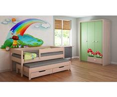 Childrens Beds Home Letto Estraibile per Bambini Bambini Junior con 2 materassi in gommapiuma ma Senza cassetti (200x90, Rovere Chiaro)